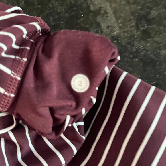 Lululemon Wunder Under High Rise Crop Parallel Stripe Dark Adobe Size 2 Leggings - Picture 4 of 7